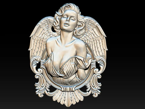 Angel Woman Relief STL File for CNC 3D Printing Laser Engraving 3D Print Model