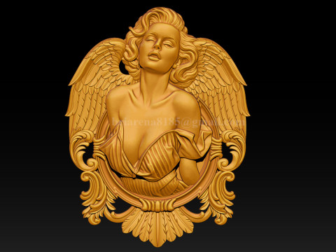 Archivo STL en relieve de Angel Woman para grabado láser de impresión 3D CNC Modelo de impresión 3D