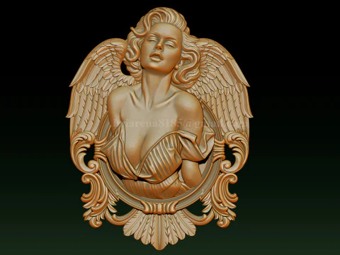 Angel Woman Relief STL File for CNC 3D Printing Laser Engraving 3D Print Model
