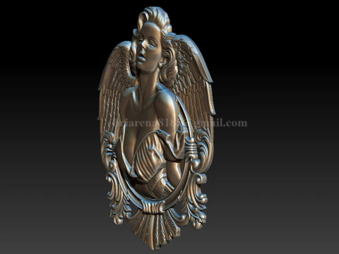 Angel Woman Relief STL File for CNC 3D Printing Laser Engraving 3D Print Model