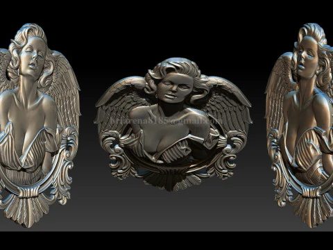 Angel Woman Relief STL File for CNC 3D Printing Laser Engraving 3D Print Model