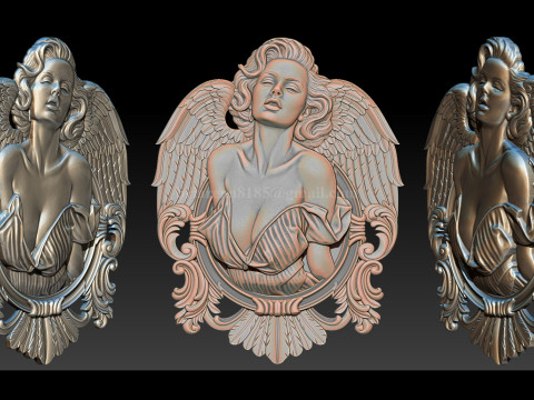Archivo STL en relieve de Angel Woman para grabado láser de impresión 3D CNC Modelo de impresión 3D