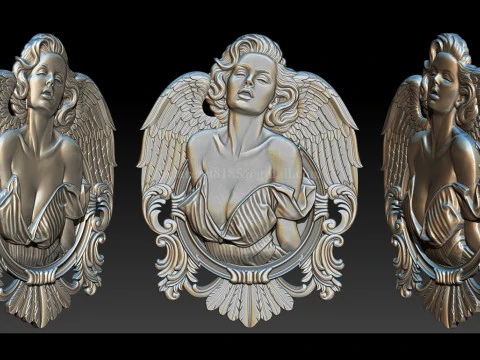 Angel Woman Relief STL File for CNC 3D Printing Laser Engraving 3D Print Model