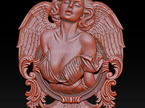 Angel Woman Relief STL File for CNC 3D Printing Laser Engraving 3D Print Model