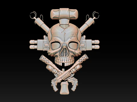 Skull Weapon Emblem 25D 3D Print Model