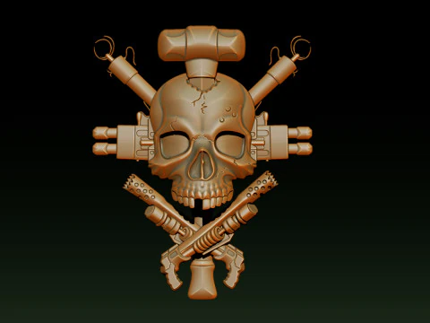 Skull Weapon Emblem 25D 3D Print Model