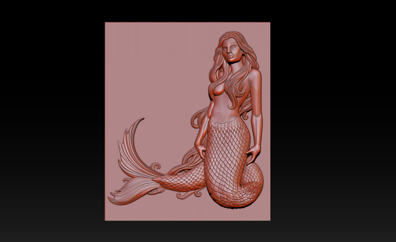 Mermaid Relief 3D Print Model .c4d .max .obj .3ds .fbx .stl .blend