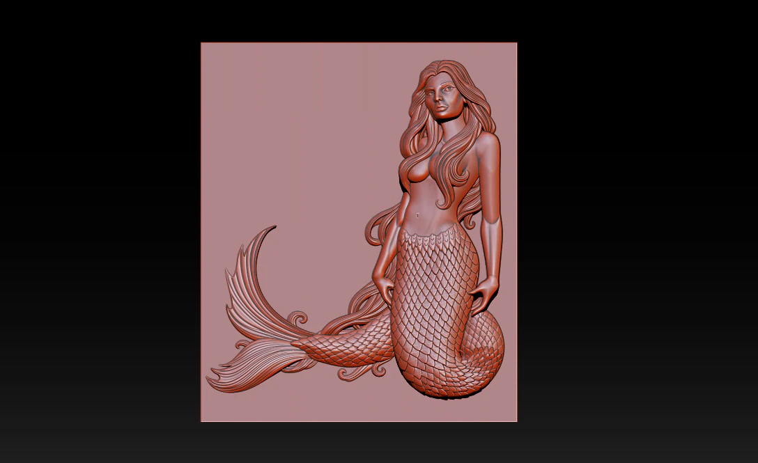 Mermaid Relief 3D Print Model .c4d .max .obj .3ds .fbx .stl .blend 