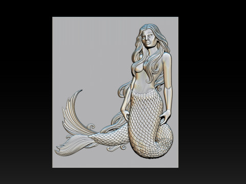 Mermaid Relief 3D Print Model