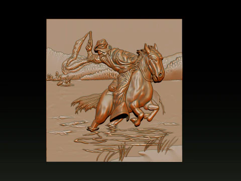 Cowboy Riding Horse 3D Print Model