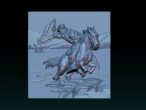 Cowboy Riding Horse 3D Print Model