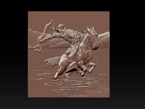 Cowboy Riding Horse 3D Print Model