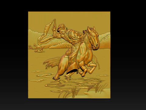 Cowboy Riding Horse 3D Print Model