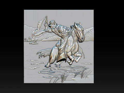 Cowboy Riding Horse 3D Print Model