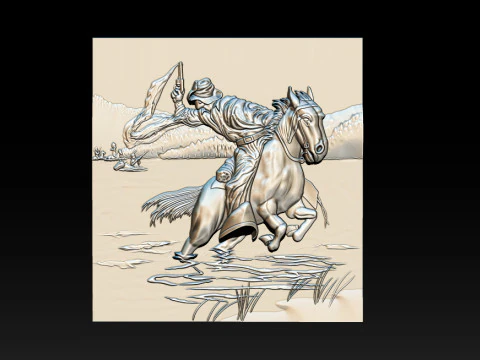 Cowboy Riding Horse 3D Print Model