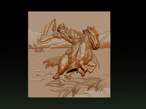 Cowboy Riding Horse 3D Print Model