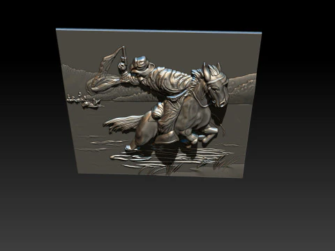 Cowboy Riding Horse 3D Print Model