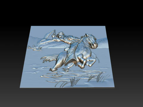 Cowboy Riding Horse 3D Print Model