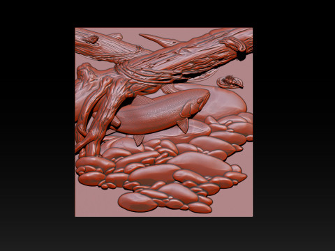 Peces bajo el &aacute;rbol - Estilo Zen de la naturaleza Modelo de impresión 3D