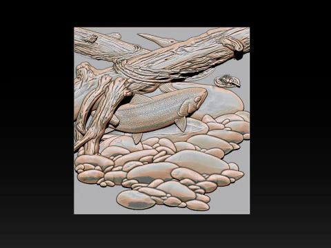 Fish Under Tree - Nature Zen Style 3D Print Model