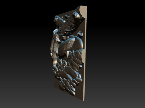 Fische unter Baum - Natur-Zen-Stil 3D Druckmodell