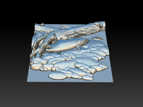 Fish Under Tree - Nature Zen Style 3D Print Model
