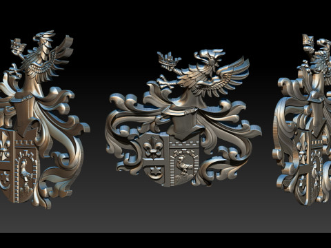 Sierlijke middeleeuwse wapenreliëf 3D printmodel