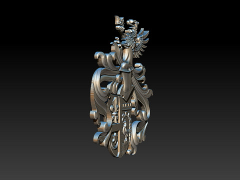 華やかな中世の紋章レリーフ 3Dプリントモデル