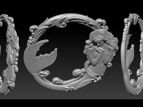 सीएनसी राउटर के लिए मरमेड बेस-रिलीफ 3D प्रिंट मॉडल