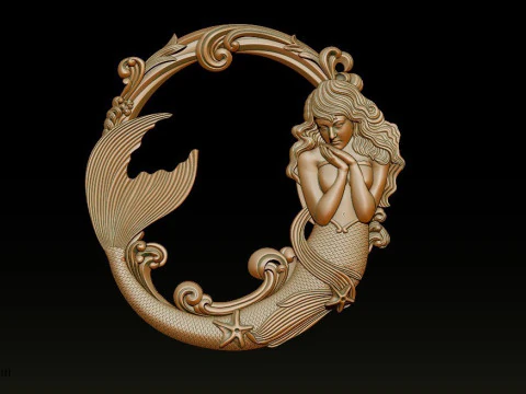 Mermaid Bas-Relief for CNC Router 3D Print Model