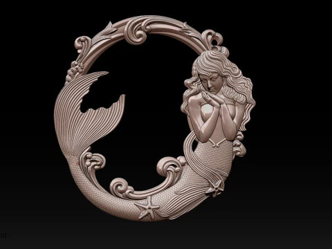 Mermaid Bas-Relief for CNC Router 3D Print Model