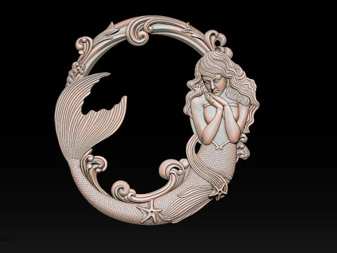 Mermaid Bas-Relief for CNC Router 3D Print Model
