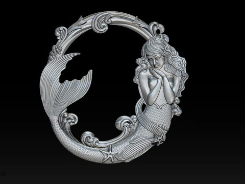 Mermaid Bas-Relief for CNC Router 3D Print Model