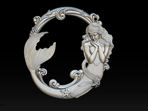 Mermaid Bas-Relief for CNC Router 3D Print Model