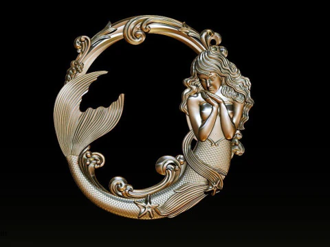 Mermaid Bas-Relief for CNC Router 3D Print Model