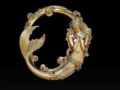 Mermaid Bas-Relief for CNC Router 3D Print Model