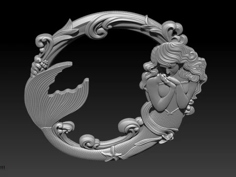 Mermaid Bas-Relief for CNC Router 3D Print Model