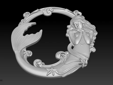 Mermaid Bas-Relief for CNC Router 3D Print Model