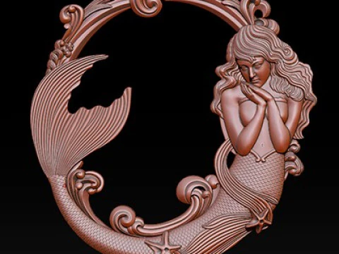 Mermaid Bas-Relief for CNC Router 3D Print Model