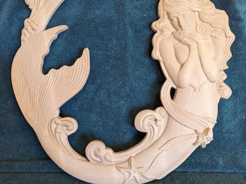 Mermaid Bas-Relief for CNC Router 3D Print Model