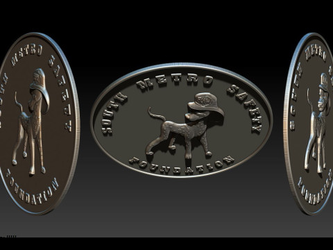 3D STL Bas-Relief Dog Emblem 3D Print Model