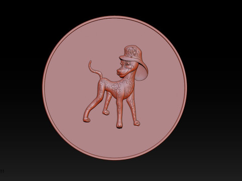 3D STL Bas-Relief Dog Emblem 3D Print Model