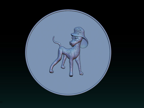 3D STL Bas-Relief Dog Emblem 3D Print Model