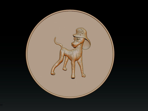 3D STL Bas-Relief Dog Emblem 3D Print Model
