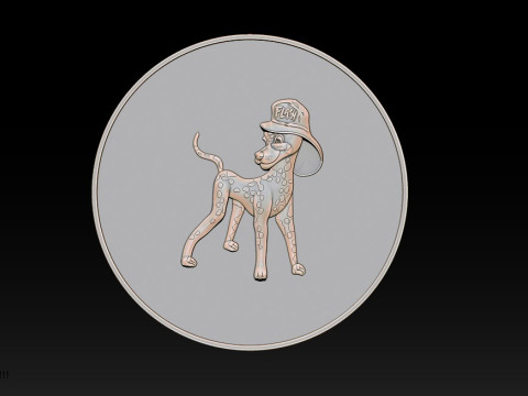 3D STL Bas-Relief Dog Emblem 3D Print Model