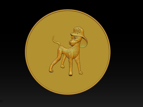 3D STL Bas-Relief Dog Emblem 3D Print Model