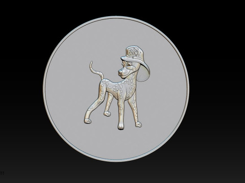 3D STL Bas-Relief Dog Emblem 3D Print Model