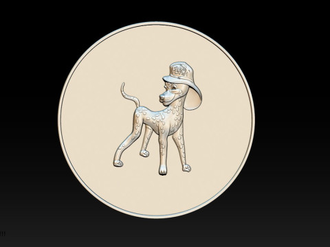 3D STL Bas-Relief Dog Emblem 3D Print Model