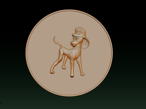 3D STL Bas-Relief Dog Emblem 3D Print Model