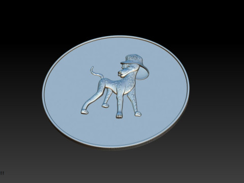 3D STL Bas-Relief Dog Emblem 3D Print Model
